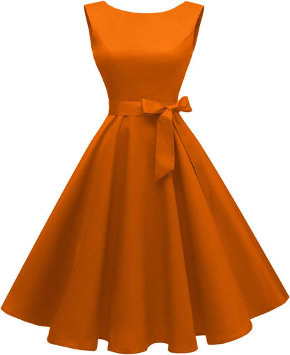 Hanpceirs Women's Boatneck Sleeveless Swing Vintage 1950s Cocktail Dress New