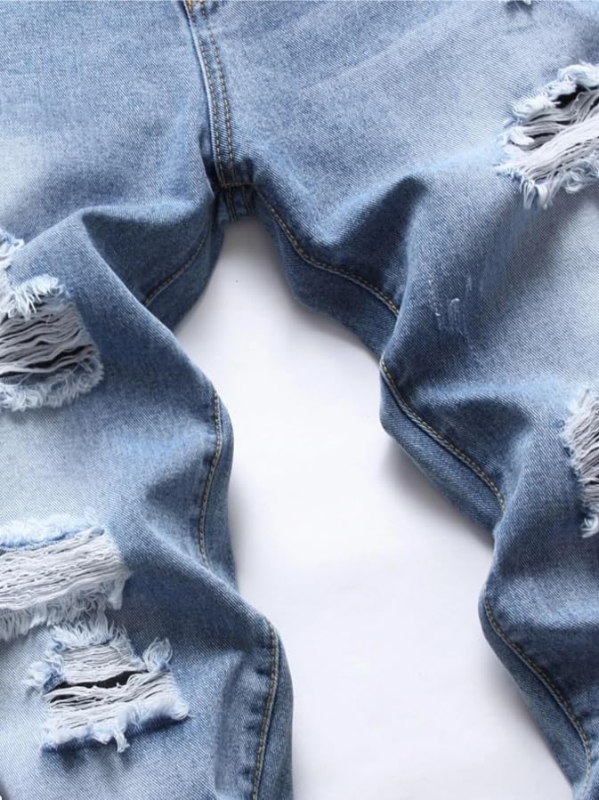 Boy's Skinny Fit Ripped Destroyed Distressed Fashion Kids Denim Jeans Pants