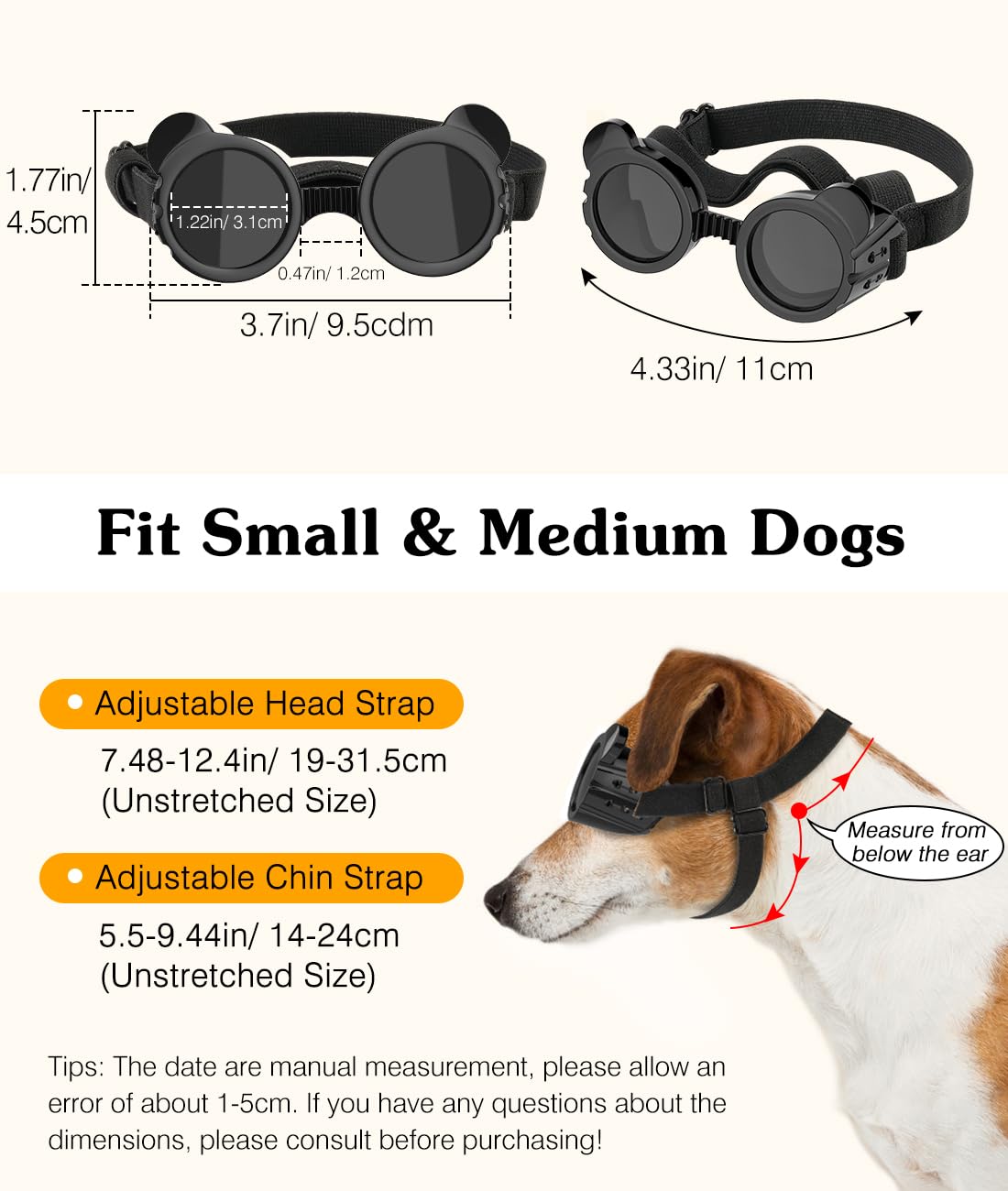 Small Dog Sunglasses UV Protection Goggles Eye Wear Protection with Adjustable Strap Doggy Heart Shape Anti-Fog Sunglasses for Pet Dogs Sun Glasses Doggie Windproof Glasses, Pink