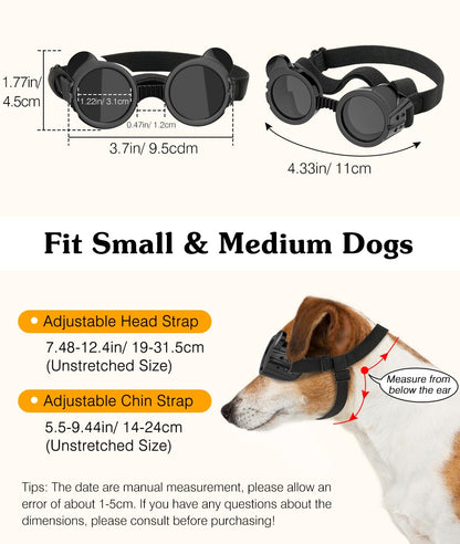 Small Dog Sunglasses UV Protection Goggles Eye Wear Protection with Adjustable Strap Doggy Heart Shape Anti-Fog Sunglasses for Pet Dogs Sun Glasses Doggie Windproof Glasses, Pink