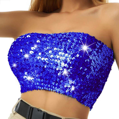 Nicute Sequin Tube Top Sparkly Crop Tops for Women