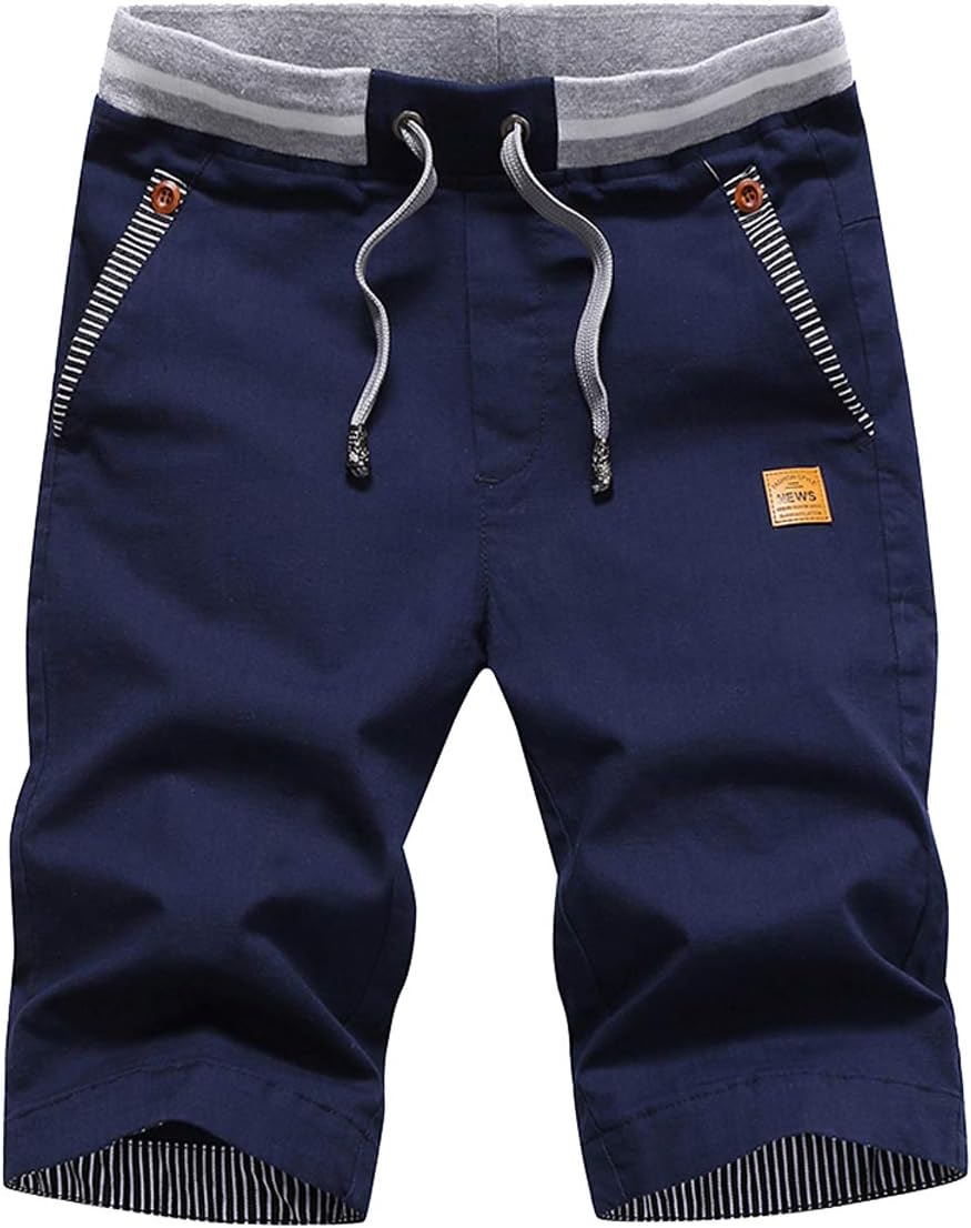 Tansozer Men's Shorts Casual Classic Fit Drawstring Summer Beach Shorts with Elastic Waist and Pockets