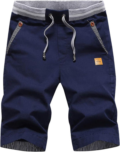Tansozer Men's Shorts Casual Classic Fit Drawstring Summer Beach Shorts with Elastic Waist and Pockets