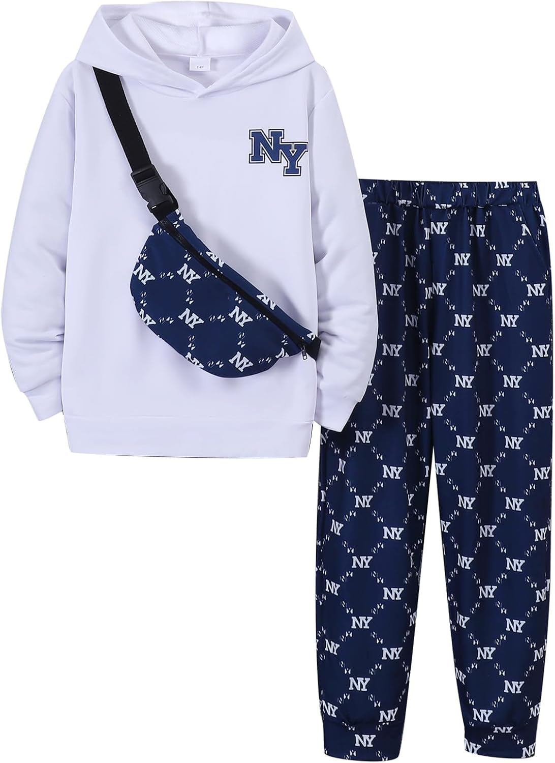 PureChapter Boys' Fashion 3Pcs Pullover Hoodies Sweatshirt Suit Crossbody Bag Stylish Clothes Kids Clothes