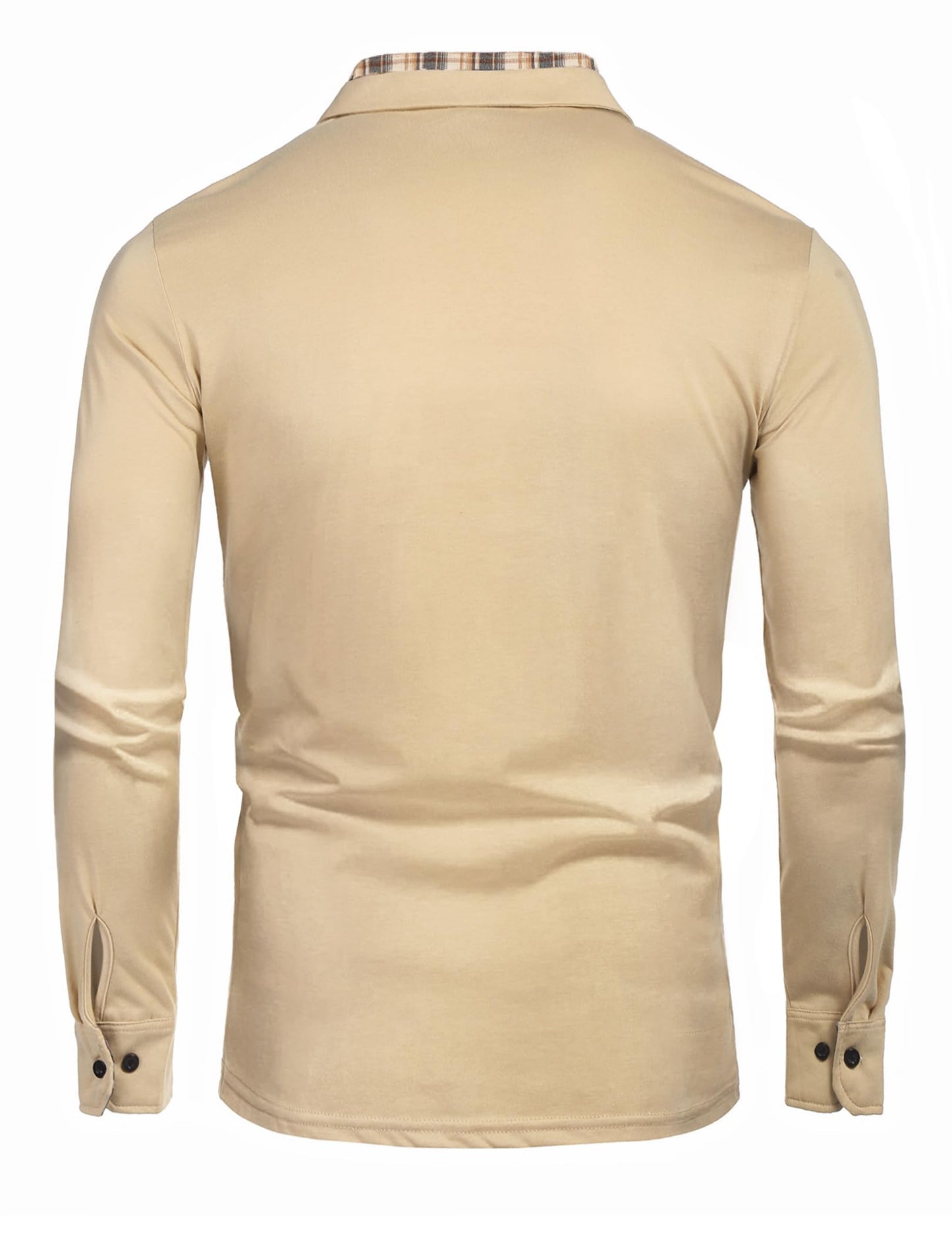 COOFANDY Men's Casual Polo Shirt Long Sleeve Classic Plaid Button Tees with Pockets