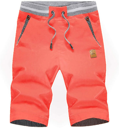 Tansozer Men's Shorts Casual Classic Fit Drawstring Summer Beach Shorts with Elastic Waist and Pockets