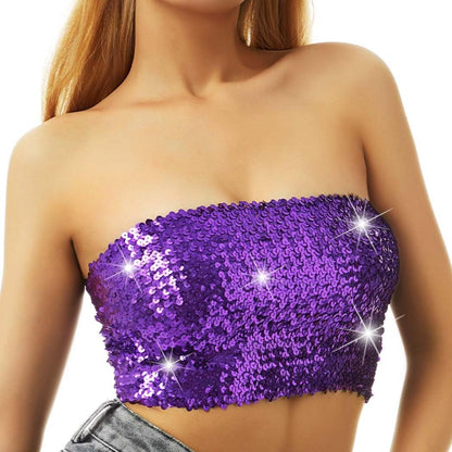 Nicute Sequin Tube Top Sparkly Crop Tops for Women