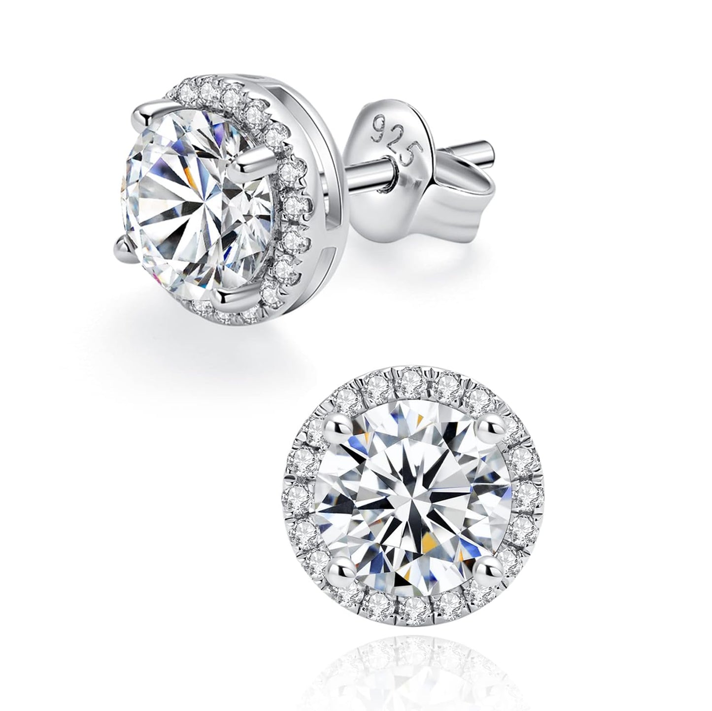IMOLOVE Moissanite Stud Earrings for Women in Sterling Silver Hypoallergenic 1-3CT D Color Round Cut Moissante Earrings