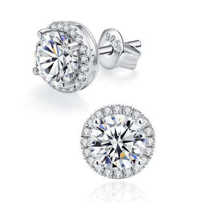 IMOLOVE Moissanite Stud Earrings for Women in Sterling Silver Hypoallergenic 1-3CT D Color Round Cut Moissante Earrings