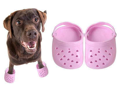 4 PCS Small Dog Sandals, Shoes for Dogs, Candy Colors Dog Sandals for Photo, Doggy Rubber Slipper Shoes Pink