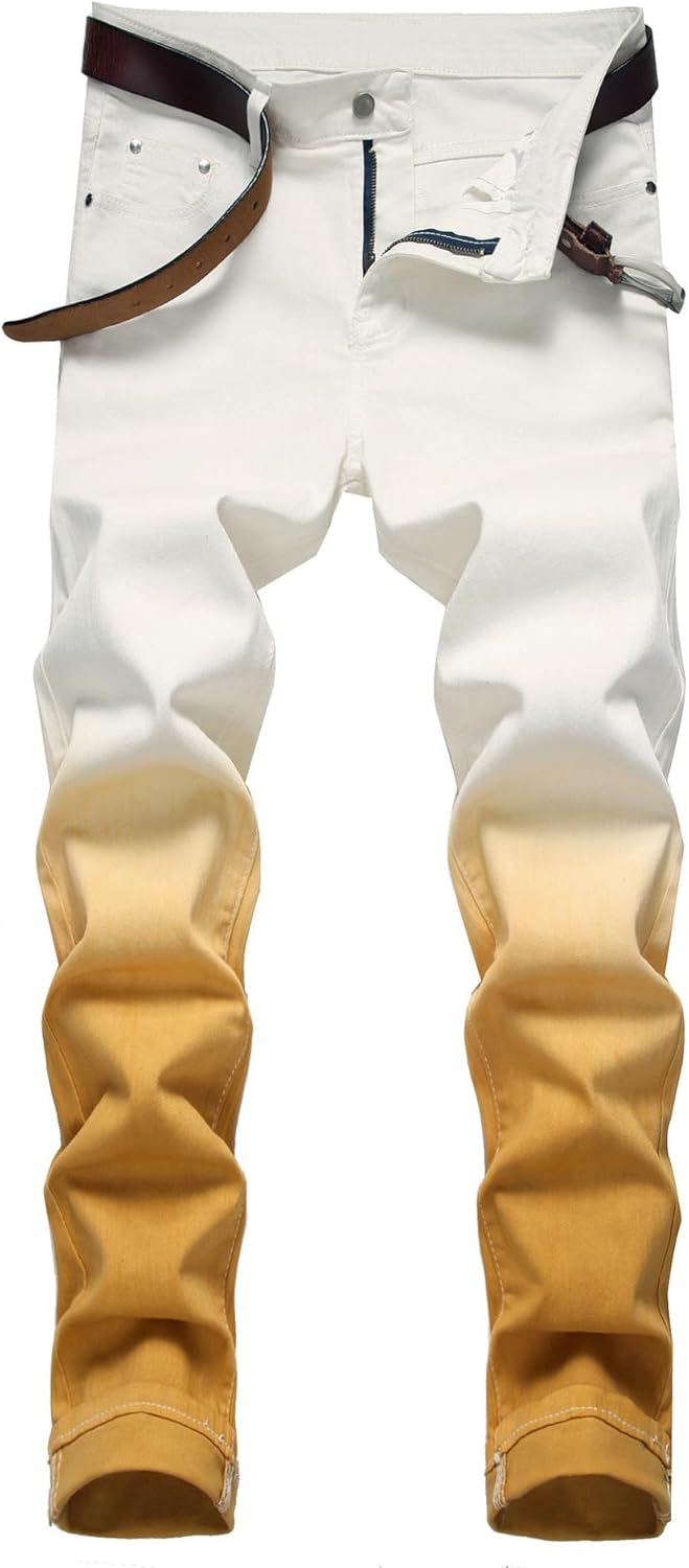 Baylvn Men's Casual Printed Slim Fit Jeans Skinny Denim Pants