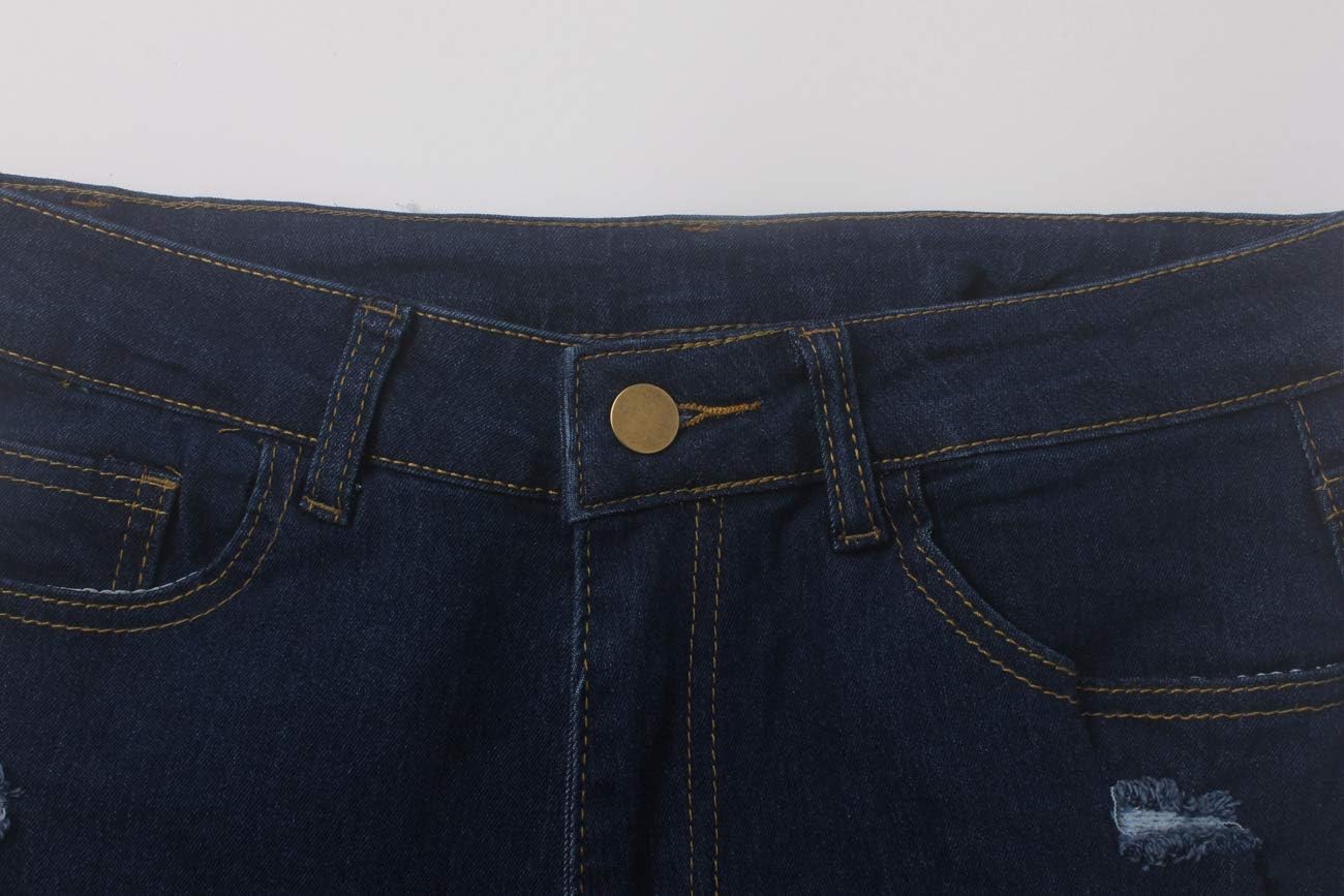 Women's Skinny Ripped Jeans Stretch Destroyed Mid High Waist Denim Pants