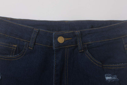 Women's Skinny Ripped Jeans Stretch Destroyed Mid High Waist Denim Pants