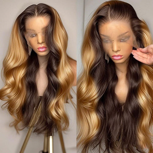 MEGOOD 200% Density Reddish Brown Deep Wave Lace Front Wigs Human Hair 13x4 HD Transparent Curly Human Hair Wig Pre Plucked 13X4 Ginger Wig Human Hair Glueless Colored Wigs With Baby Hair 18inch