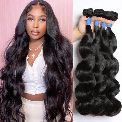 14A Body Wave Bundles Human Hair 20 22 24 Inch 100% Brazilian Virgin Real Raw Human Hair Bundles Body Wave Thick Weave Natural Color (20 22 24 Inch)
