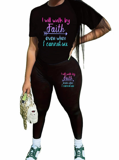 TOPONSKY Women Two Piece Workout Outfits Biker Short-Sleeve Long-Pant Sets