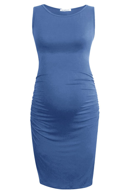 Smallshow Women's Sleeveless Maternity Dress Ruched Pregnancy Clothes