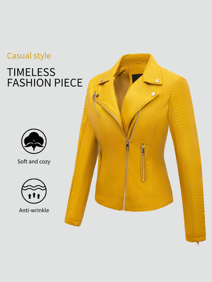 Bellivera Women's Faux Leather Casual Jacket 2025 Spring Trendy Motorcycle Outfits Lightweight Classic Coat