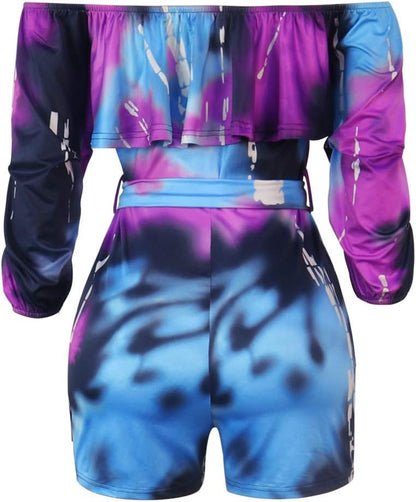 Sexy Two Piece Shorts Set - African Floral Jumpsuits Rompers Vacation Club Outfit