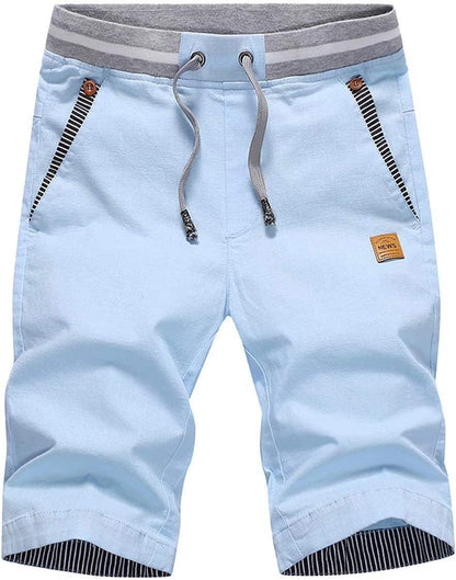 Tansozer Men's Shorts Casual Classic Fit Drawstring Summer Beach Shorts with Elastic Waist and Pockets