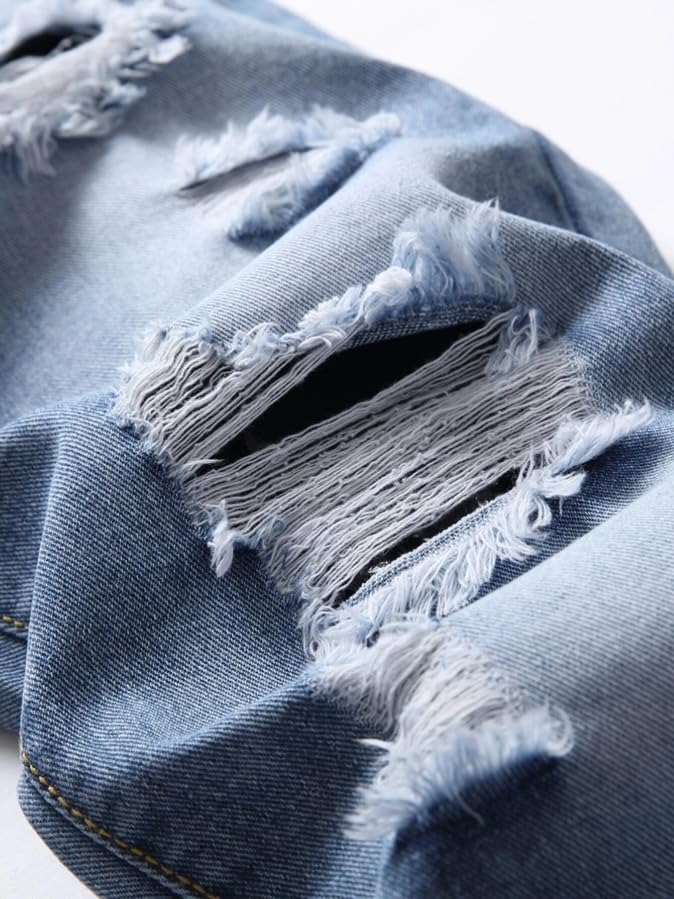 Boy's Skinny Fit Ripped Destroyed Distressed Fashion Kids Denim Jeans Pants