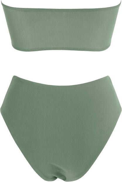 OMKAGI Women Bandeau Bikini Swimsuits Cheeky Off Shoulder Bathing Suit
