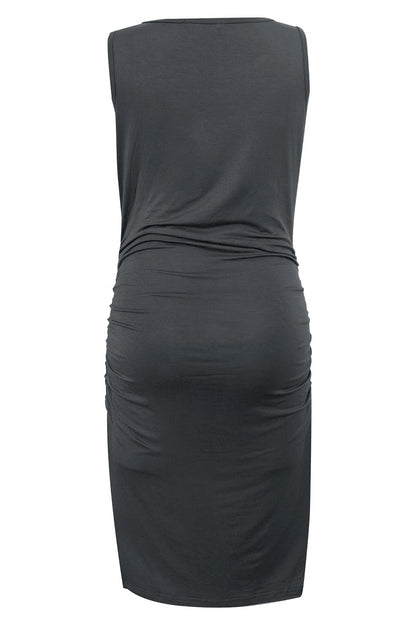 Smallshow Women's Sleeveless Maternity Dress Ruched Pregnancy Clothes