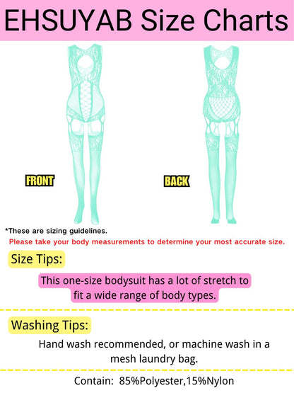 Women Body Stockings Sexy, Exotic Dancer Fishnets Lingerie Glow Party, Fishnet Bodysuit Rave Outfits Club Plus Size