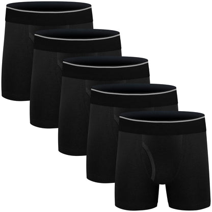 Boys Boxer Briefs,Cotton Toddler Underwear Breathable Mesh Performance Sport Big Boy Boxer Briefs with Fly 5 Pack