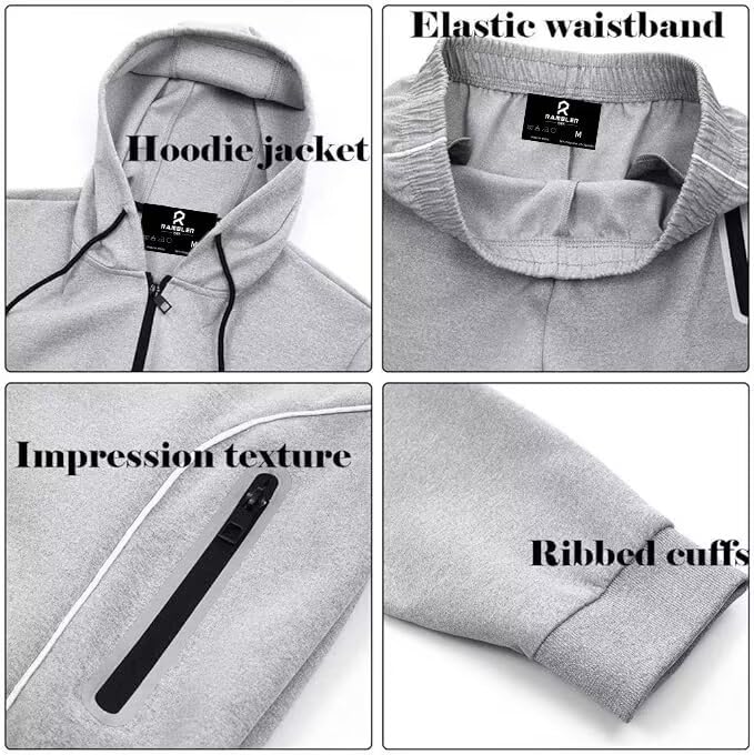 R RAMBLER 1985 Men's Tracksuit Active fashion Hoodie outifts zip sweatsuit set jogger sportswear