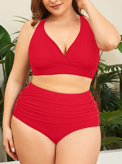 American Trends Womens Plus Size Bikini Two Piece Swimsuits Tummy Control Bathing Suits High Waisted Bikini Swimwear