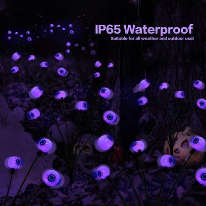 Halloween Decorations Outdoor Solar Scary Eyeball Lights,2PACKS 12LED Green Eyeball Swaying Firefly Lights,Waterproof Solar Halloween Path Lights for Yard/Garden/Lawn/Party Decor