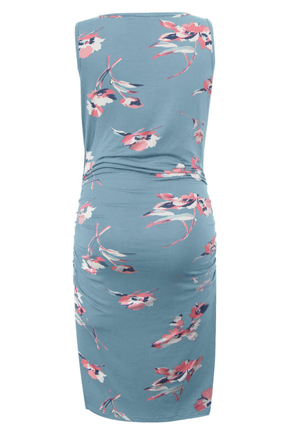 Smallshow Women's Sleeveless Maternity Dress Ruched Pregnancy Clothes