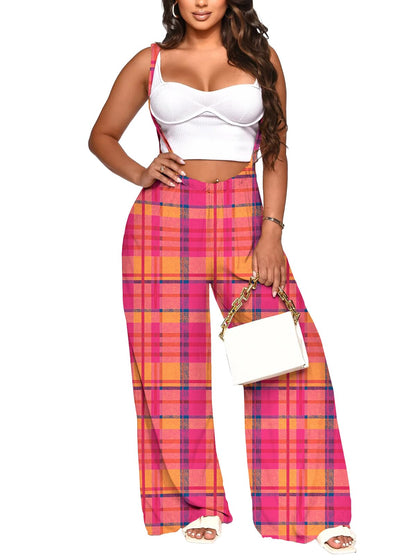 Nimsruc Womens Jumpsuit Casual Loose Sleeveless Adjustable Spaghetti Straps Wide Leg Pants Baggy Overalls With Pockets