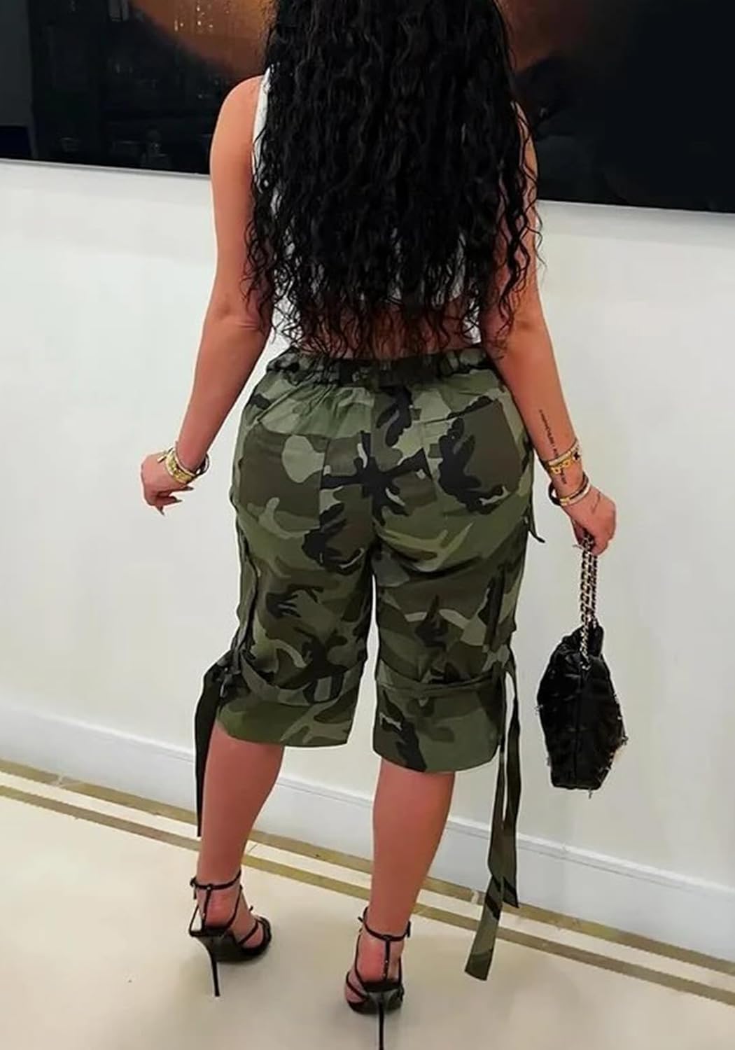 NRTHYE Womens High Waisted Camo Shorts Casual Trendy Short Pants Summer Shorts with Pockets