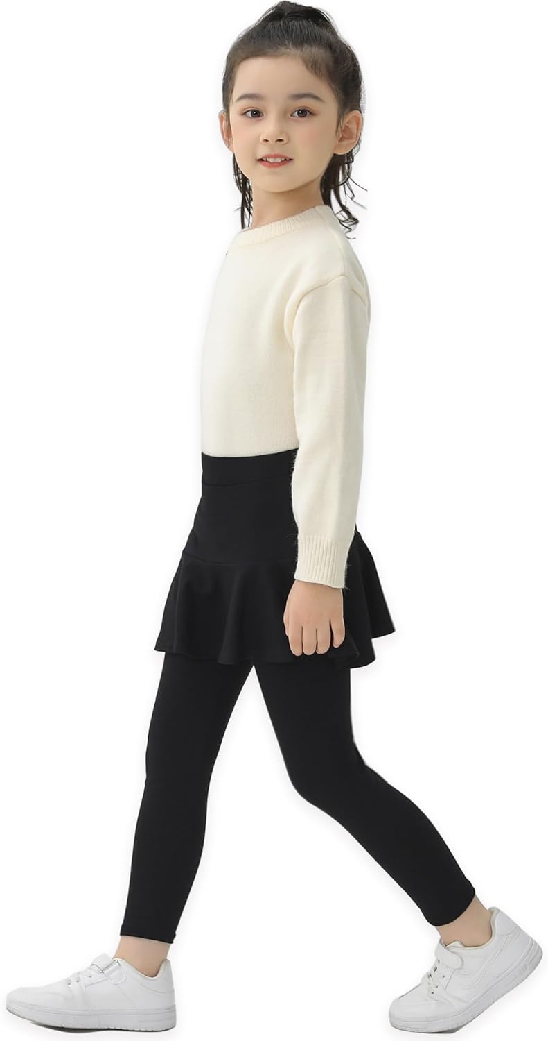 Trendy Girls' Leggings with Skirt - 2 Pack of Cotton Ruffle Skirt Pants for Kids for 3-8 Years