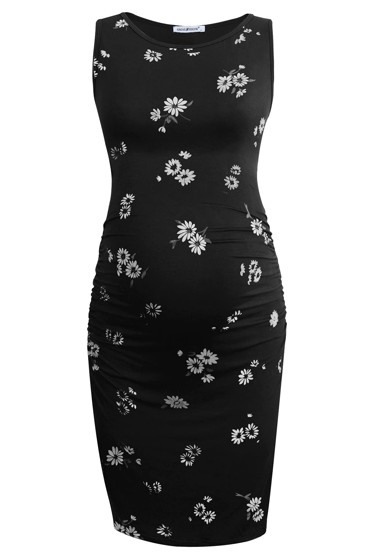 Smallshow Women's Sleeveless Maternity Dress Ruched Pregnancy Clothes
