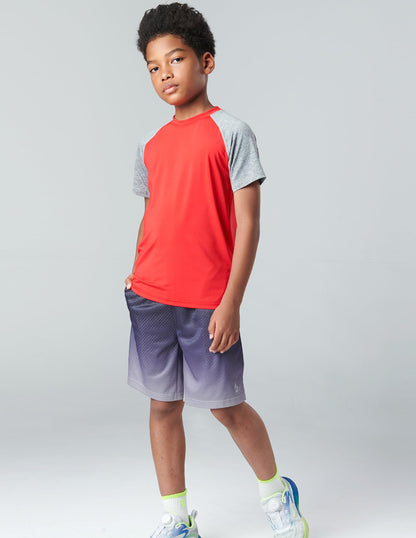 5 Pack Boys Athletic Shirts, Youth Activewear Dry Fit Tshirts for Kids, Short Sleeve Tees, Bulk Athletic Performance Clothing