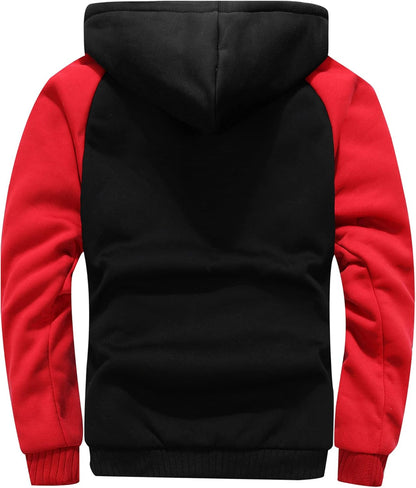 GXAMOY Men's Winter Fleece Hoodies for Men Heavyweight Warm Thick Full Zip Up Sweatshirt Outerwear