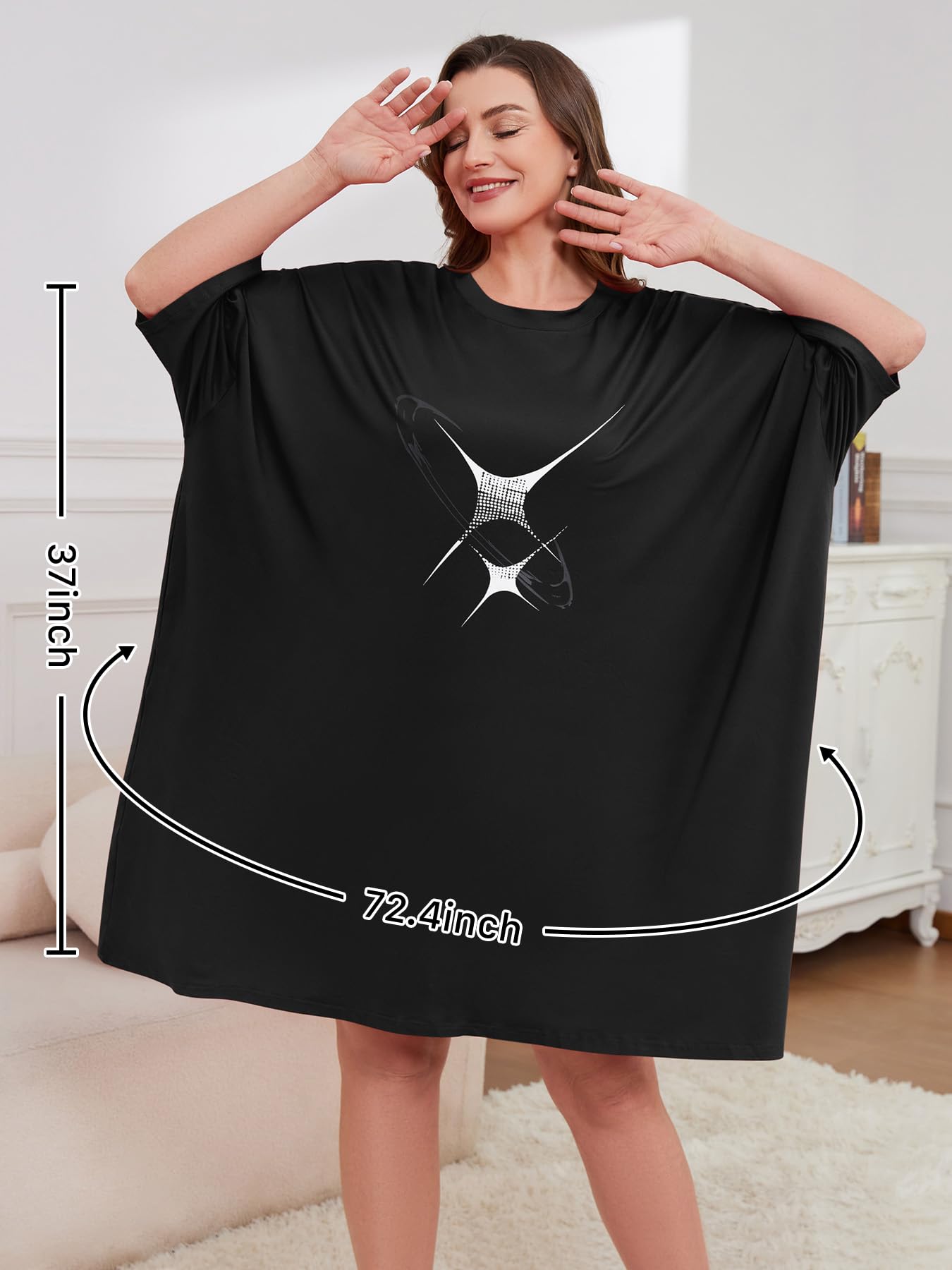 Plus Size Moo Moos for Women Oversized Sleep Shirts for Women Oversized Nightgown with Pocket Fit S-5XL