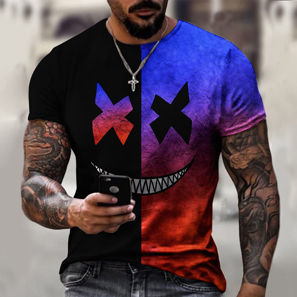 Men's Muscle Fitness Short Sleeve Printed Personalized Fashion Sweatshirt Fashionable T-Shirt