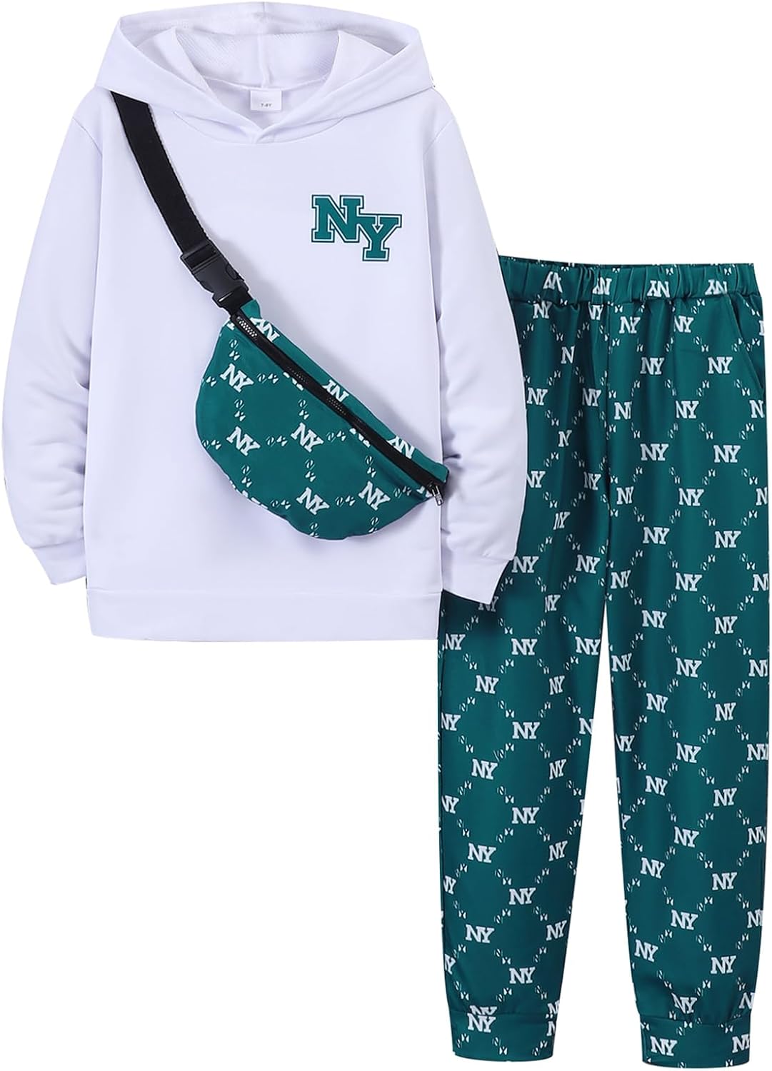 PureChapter Boys' Fashion 3Pcs Pullover Hoodies Sweatshirt Suit Crossbody Bag Stylish Clothes Kids Clothes