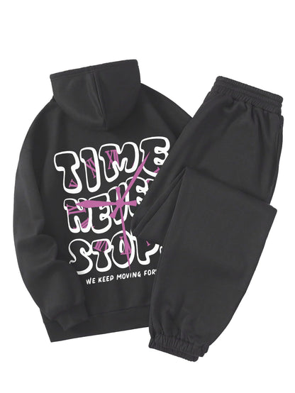 SOLY HUX Women's 2 Piece Outfits Letter Graphic Drawstring Long Sleeve Hoodies Sweatshirt and Sweatpants Set