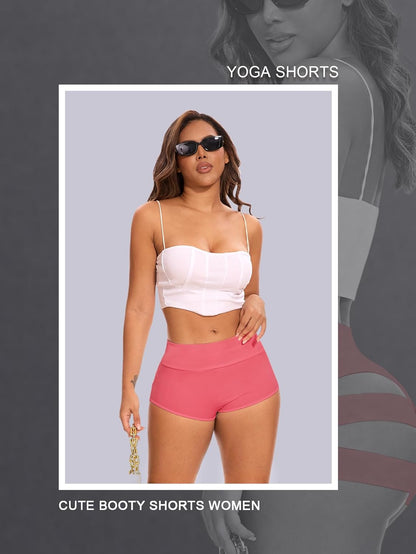 Cut Out Yoga Shorts Booty Butt Lifting Scrunch Shorts High Waisted Workout Gym Active Hot Pants