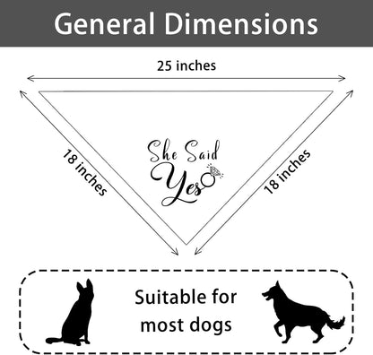 She Said Yes Wedding Dog Bandana Bridal Party Wedding Engagement Photo Prop Pet Scarf Accessories White Wedding Bandana for Dog Lovers Owner Gift