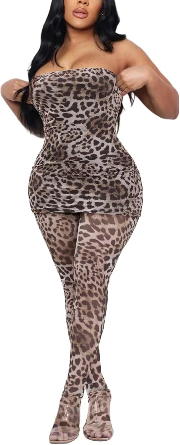 Kafiloe Sexy 3 Piece Outfits for Women Clubwear Lace Tube Mini Dress Top with Stockings Set Birthday Outfits