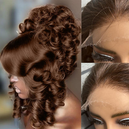 250 Density Curly Lace Front Wigs Human Hair Pre Plucked Hairline Glueless Wig 13x6 HD Lace Frontal Wigs for Women Ginger Orange Colored Ombre Wig Brazilian Virgin Hair 24 Inch