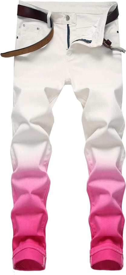 Baylvn Men's Casual Printed Slim Fit Jeans Skinny Denim Pants