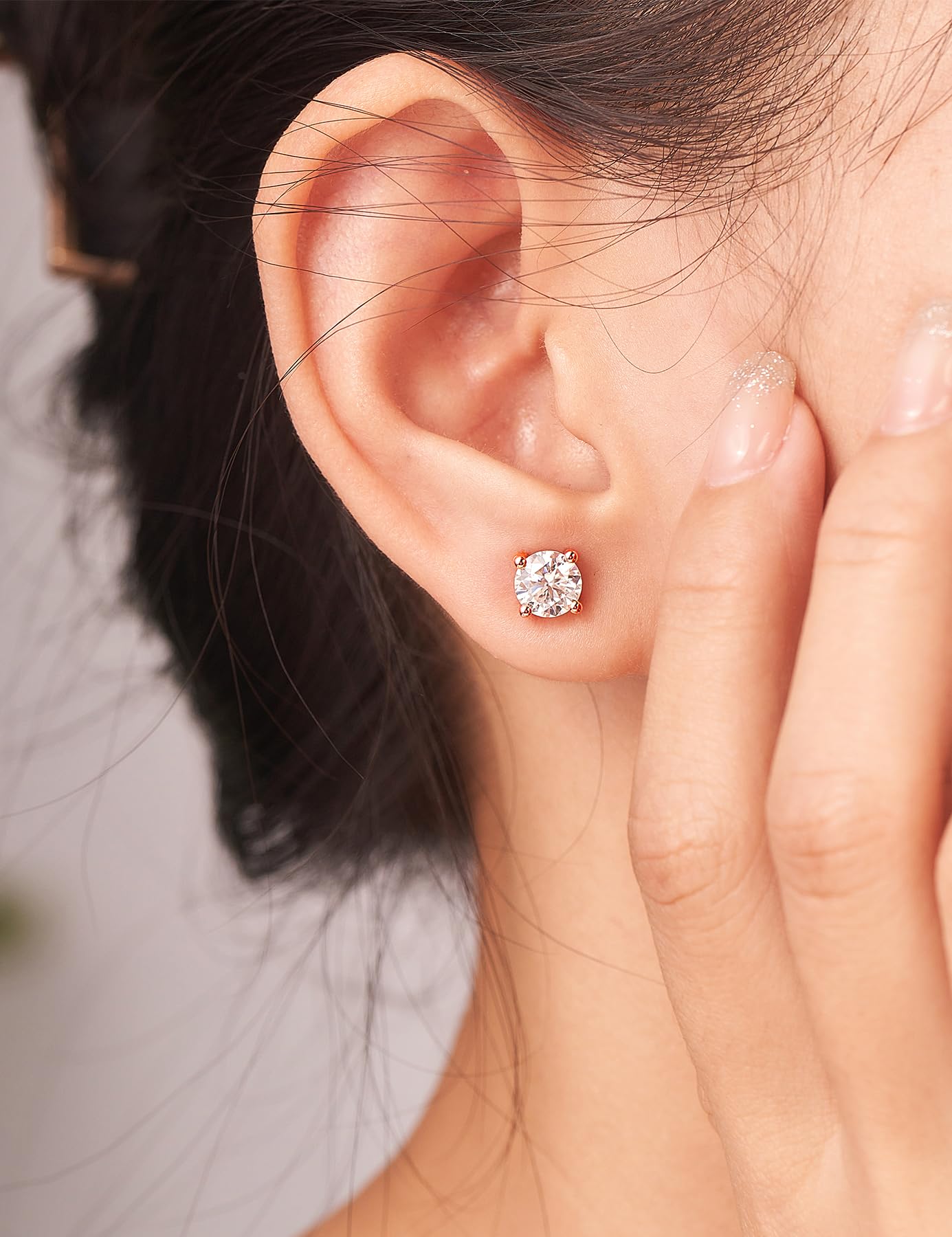 IMOLOVE Moissanite Stud Earrings for Women in Sterling Silver Hypoallergenic 1-3CT D Color Round Cut Moissante Earrings