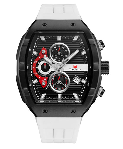 Watches for Men Analog Quartz Waterproof Sport Men’s Watch Tonneau Chronograph Luminous Fashionable Unique Casual Watch with Silicone Strap